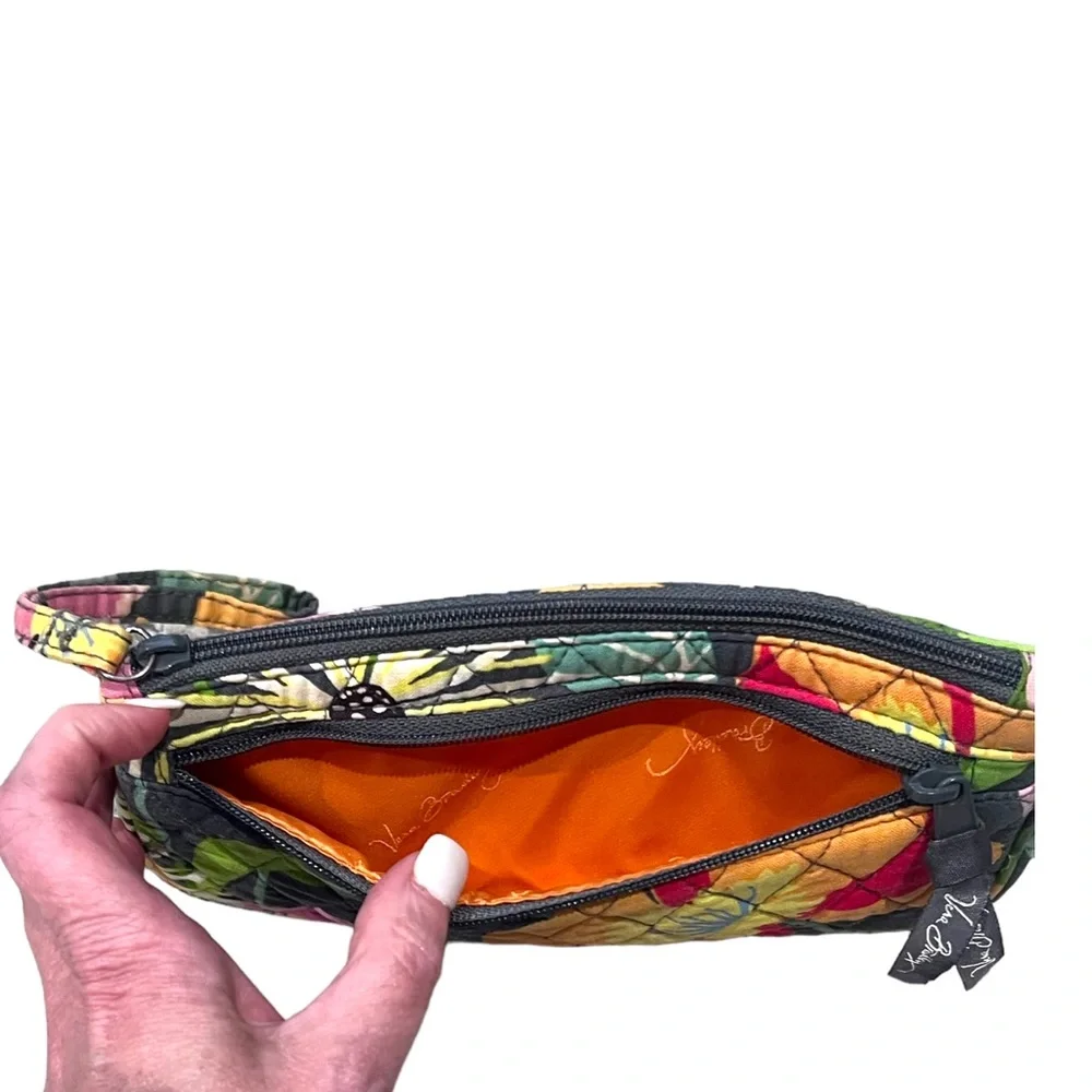 Vera Bradley Wristlet Wallet Clutch Jazzy Blooms Orange Grey Floral